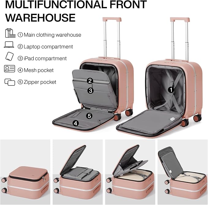 mixi Carry On Luggage, 18” Suitcase - Image 4