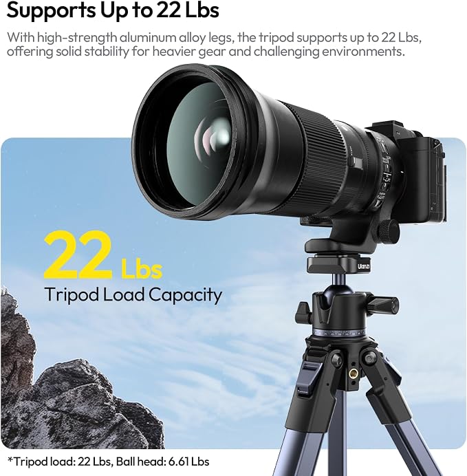 ULANZI Ombra ⅡCamera Tripod 61.5 Inch, 360° Ball Head Travel Tripod Stand - Image 3