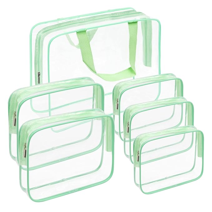 APREUTY Clear Makeup Bags, TSA Approved 6 Pcs Cosmetic Makeup Bags Set Clear PVC by WelcometoAPREUTY