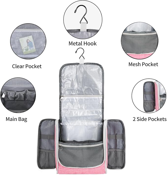 Della Gao Big Capacity Portable Travel Hanging Toiletry Bag Men and Women - Image 3