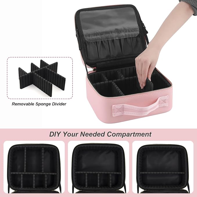 Travel Makeup Bag with Magnetic Removable Lighted Mirror, Cosmetic Bag - Image 4