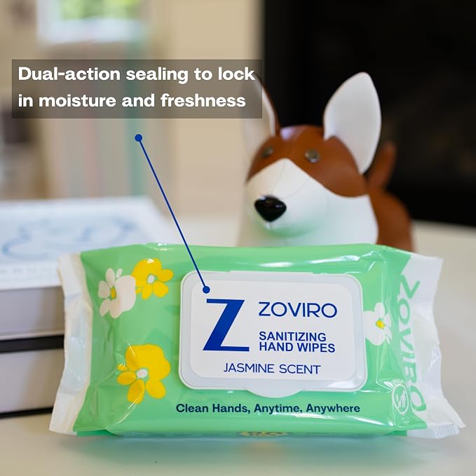 Zoviro Hand Sanitizer Wipes, Jasmine Essential Oils, 100% Viscose Ultra-Soft - Image 6