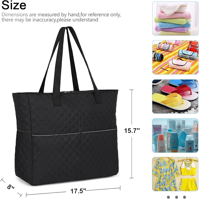 LEDAOU Large Beach Tote Bag Women Waterproof Sandproof Zipper Beach Tote Bag - Image 8