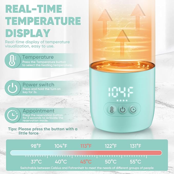Portable Bottle Warmer for Travel, Portable Milk Warmer for Baby-12oz Ceramic - Image 4