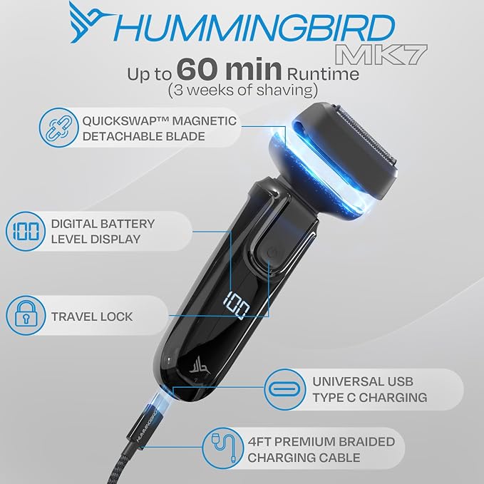 HUMMINGBIRD MK7 Premium Foil Face Shaver, Four Blade Foil Shaver - Image 5