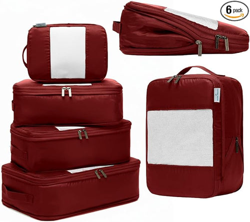 6-Pack Compression Packing Cubes Travel Essentials by NookTheory
