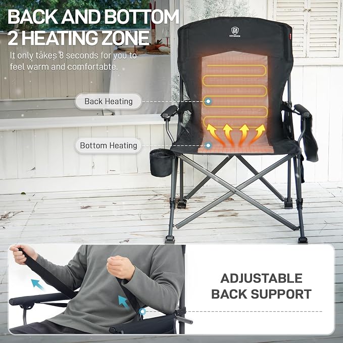 EVER ADVANCED Heated Oversized Foldable Camping Chair - Image 2