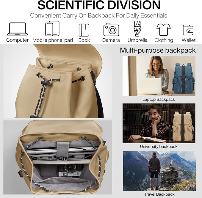 mixi Travel Laptop Backpack for Women & Men, Carry On Backpack fits 16'' Laptop - Image 2