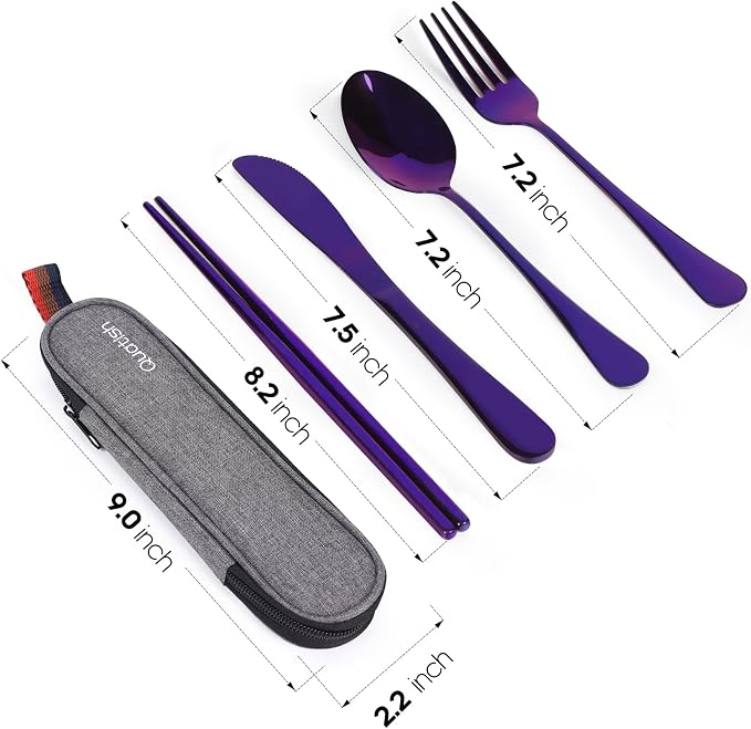Travel Utensils with Case, Quatish Portable Silverware Set - Image 7