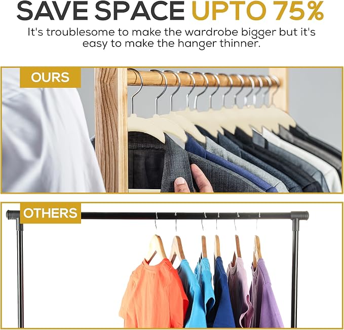 Premium Ivory Velvet Hangers 30 Pack – Space Saving Felt Hanger, Non Slip - Image 6