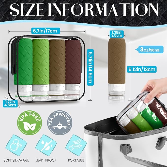 Travel Bottles for Toiletries, TSA Approved Silicone Travel Size Containers for - Image 3