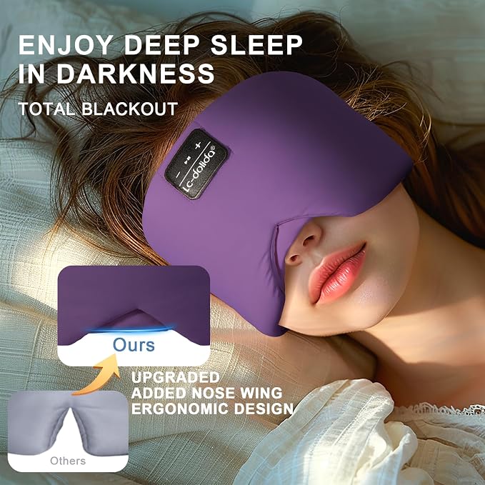 LC-dolida Sleep Mask with Bluetooth Headphones, Ice Silk Sleep Headphones with - Image 5