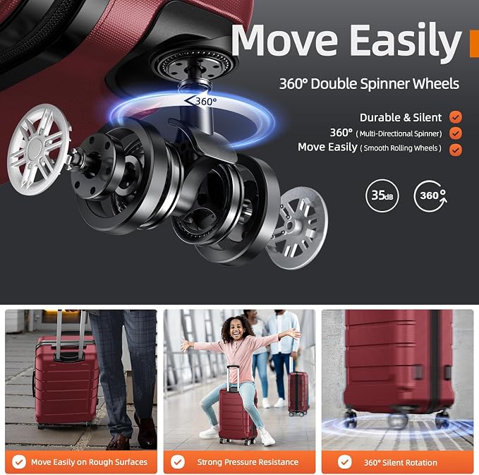 SHOWKOO Luggage Sets Expandable PC+ABS Durable Suitcase Double Wheels TSA Lock - Image 3