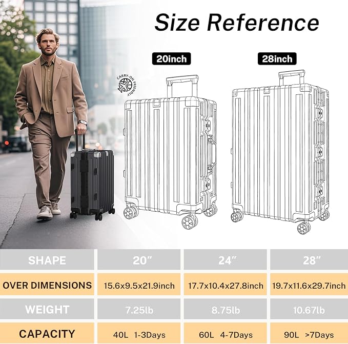 Krute Luggage 24 Inch Aluminum Frame Zipperless Suitcase - Image 4
