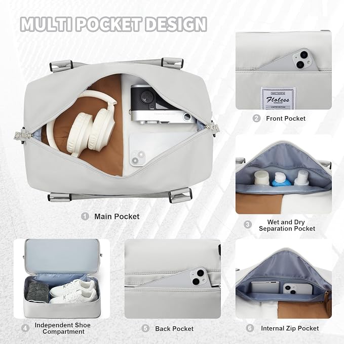 Travel Duffel Bag, Sports Tote Gym Bag, Shoulder Weekender Overnight Bag - Image 6