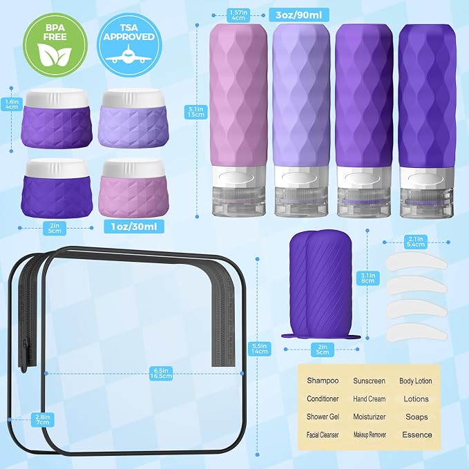 16Pack Travel Bottles for Toiletries, TSA Approved Travel Size Toiletries - Image 2