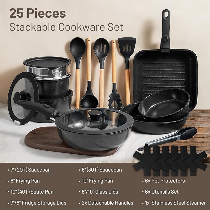 KIKCOIN Ceramic Nonstick Pots and Pans Set - Image 2