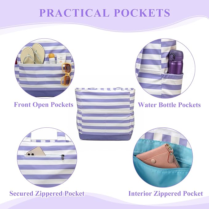 VASCHY Beach Bag for Women, Large Waterproof Sandproof Fold-able Packable Pool - Image 6