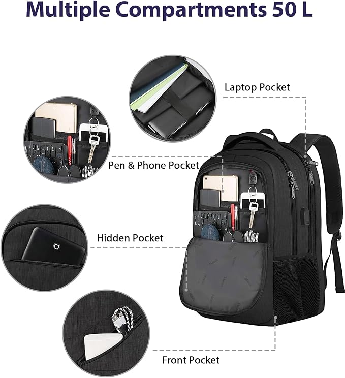 MATEIN 18.4 Inch Laptop School Backpack 50 L, Extra Large Anti Theft Carryon - Image 8