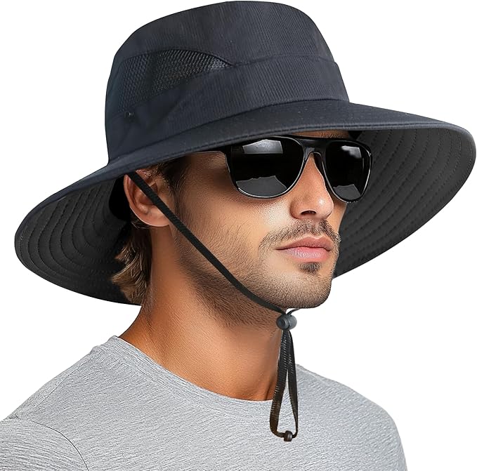 PFFY Sun Bucket Hats for Men Women 3” Wide Brim UPF 50+ Fishing & Beach Hat by PFFY