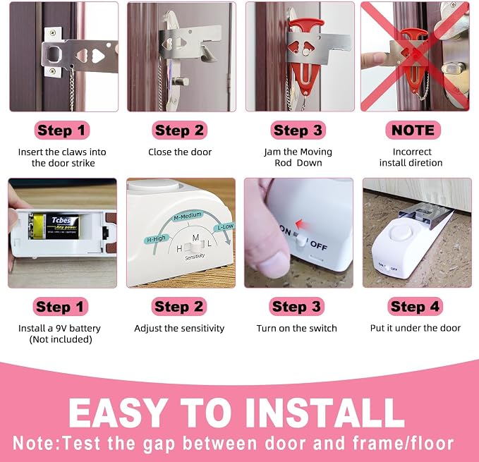 Portable Door Stop Alarm, No Installation Required, Provides Security - Image 5