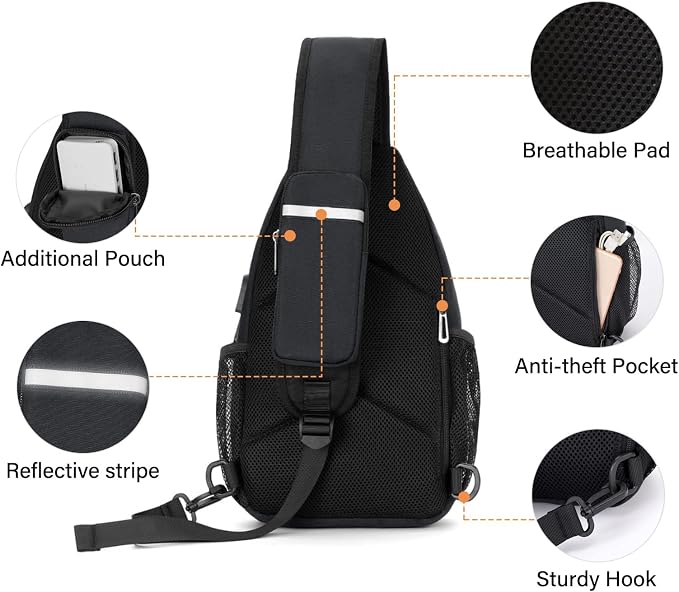 MOSISO Sling Backpack Bag, Crossbody Shoulder Bag Travel Hiking Daypack Chest - Image 4