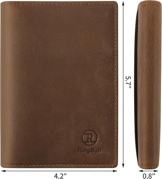 Ringsun Leather Passport Cover for Men Women, RFID Passport Wallet Case Travel - Image 3