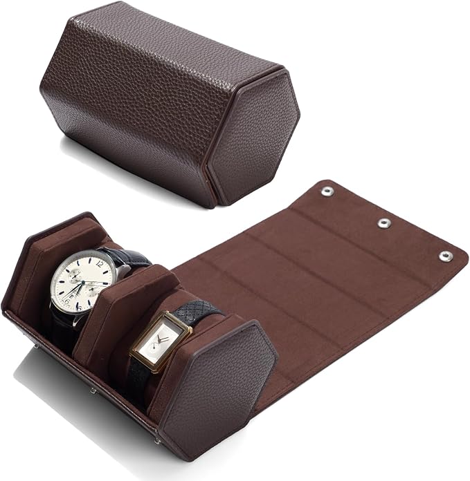 Oirlv Luxury Hexagonal Leather Watch Travel Case Watch Organizer Case by Oirlv