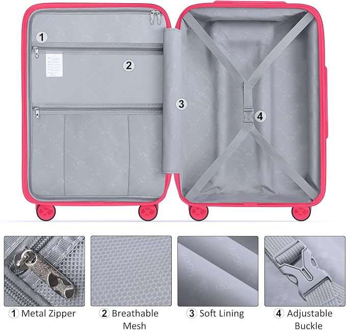 Carry On Luggage 22x14x9 Airline Approved, Hard Shell Suitcase - Image 7