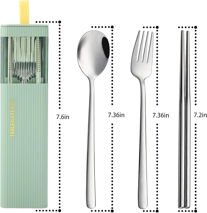 DEVICO Travel Utensils with Case, 18/8 Stainless Steel Reusable Silverware Set - Image 7