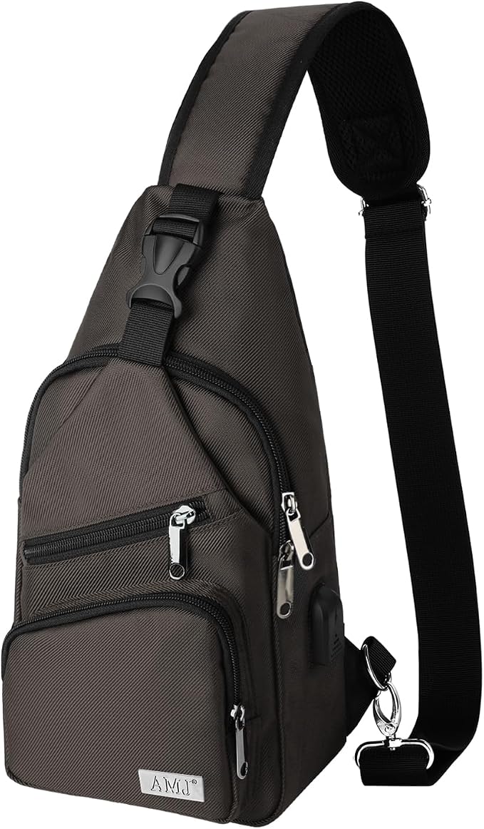 AMJ Crossbody Sling Bag Men Women, Casual Shoulder Backpack, Chest Daypack by AMJ