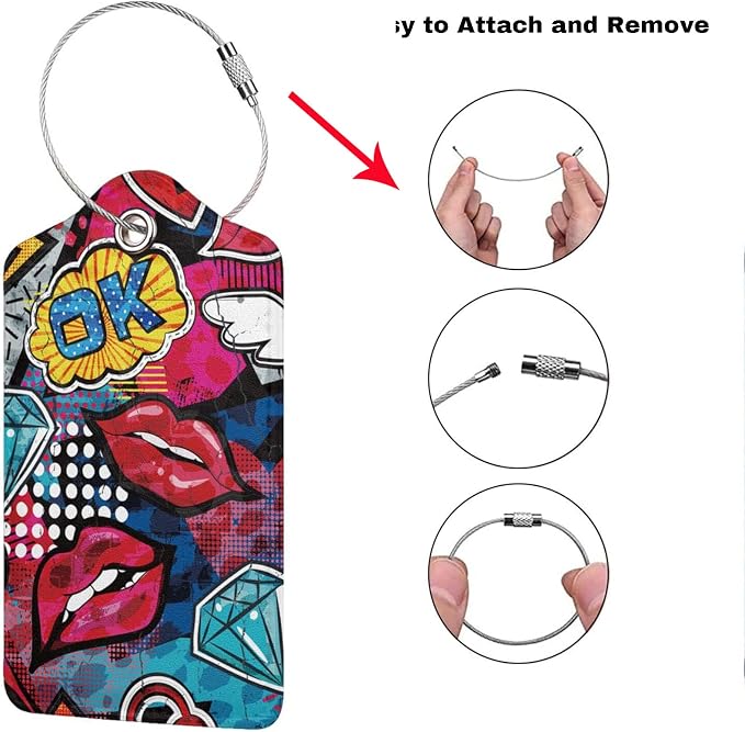 2 Pack Funny Luggage Tags with Red Lips Pattern - Image 3