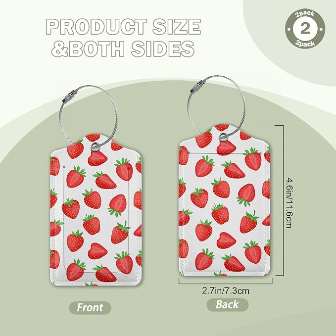 2 Pcs Strawberry Fruit Strawberries Luggage Tags, Cruise Luggage Tag - Image 2