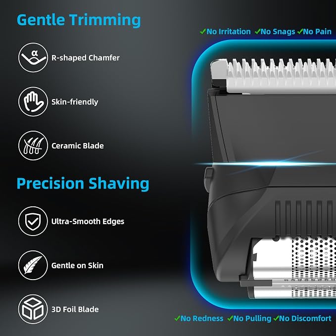 INVJOY Manscape Body Trimmer for Men, Waterproof Electric Razor/Shavers - Image 3