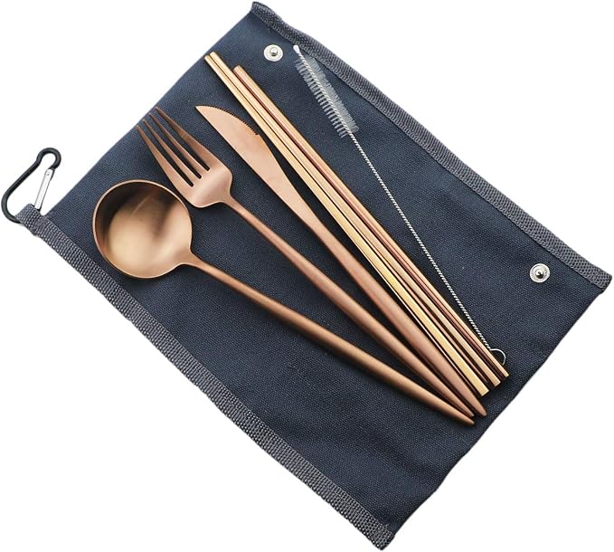 Gugrida Reusable Travel Utensils, 7 Piece Portable 304 Stainless Steel - Image 3