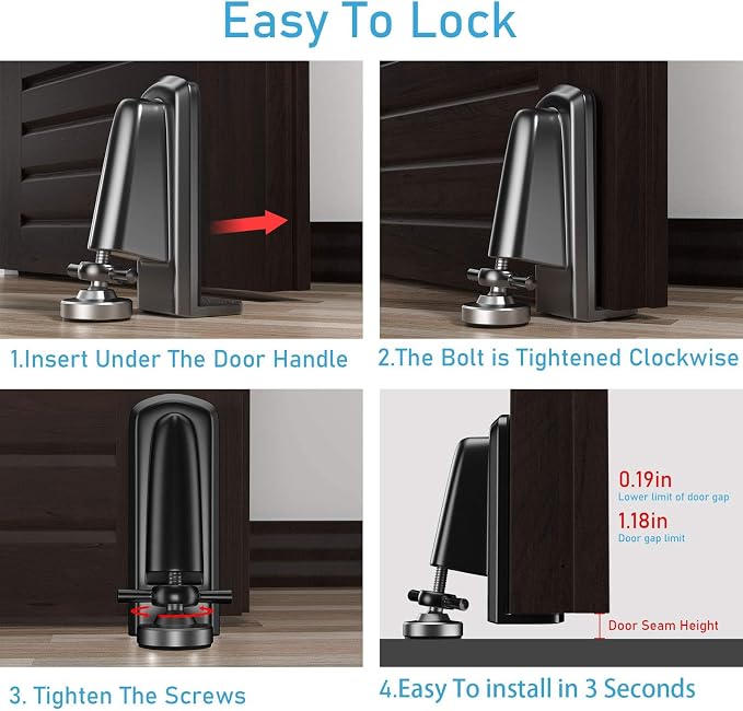 Door Jammer Door Stopper, Portable Door Security Lock - Image 7