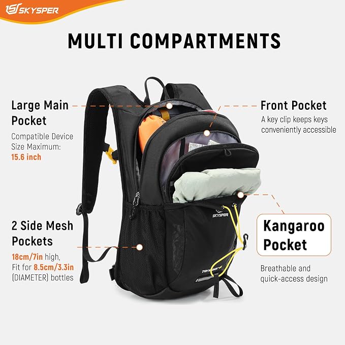 SKYSPER Hiking Backpack 15L Lightweight Walking Daypack - Image 4