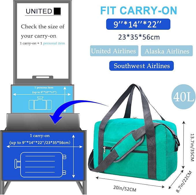 Foldable Carry on Luggage Bag 22x14x9 Personal Item Bag - Image 2