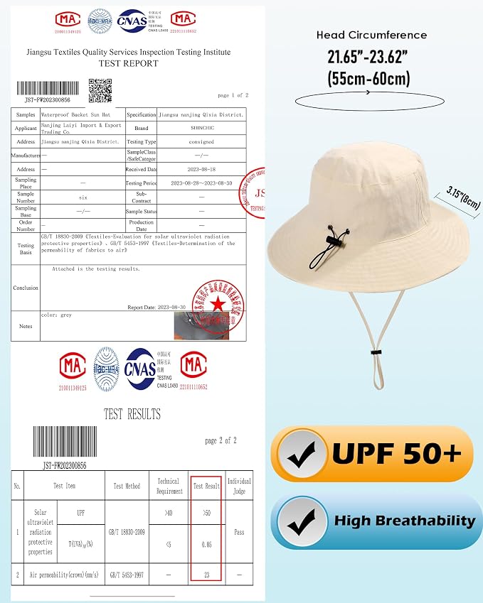 Water-Resistant Sun UPF 50+ Bucket Hat Protection Packable Brimmed Boonie - Image 3