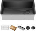 KRAUS Kore Workstation 32-inch Undermount 16 Gauge Black Stainless Steel Single by KRAUS