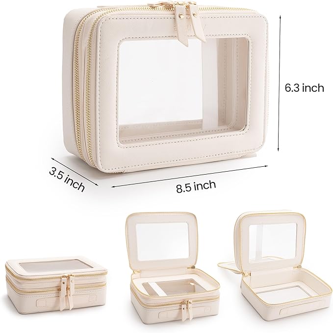 Aveniee Large Clear Makeup Bags, Double Layer Cosmetic Bags - Image 2