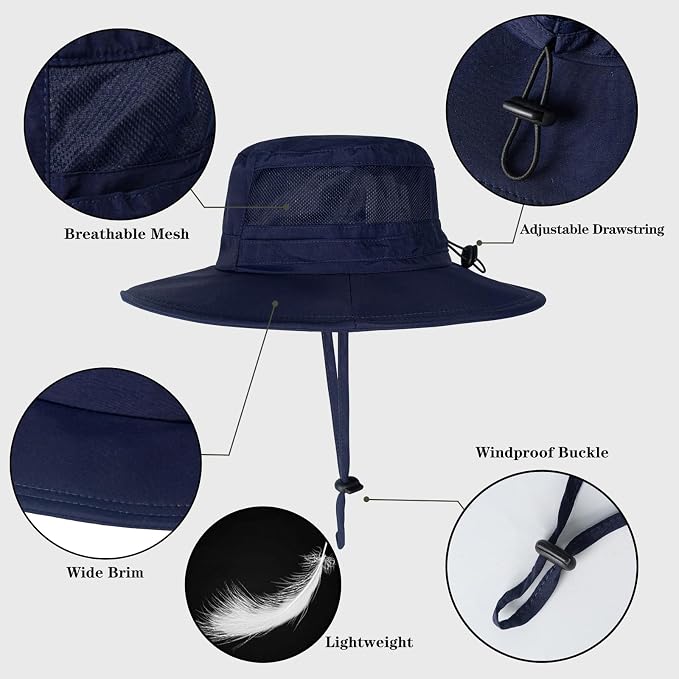 Sun Hat for Men/Women, UPF 50+ Fishing Hat, Waterproof Wide Brim Bucket Hat - Image 3