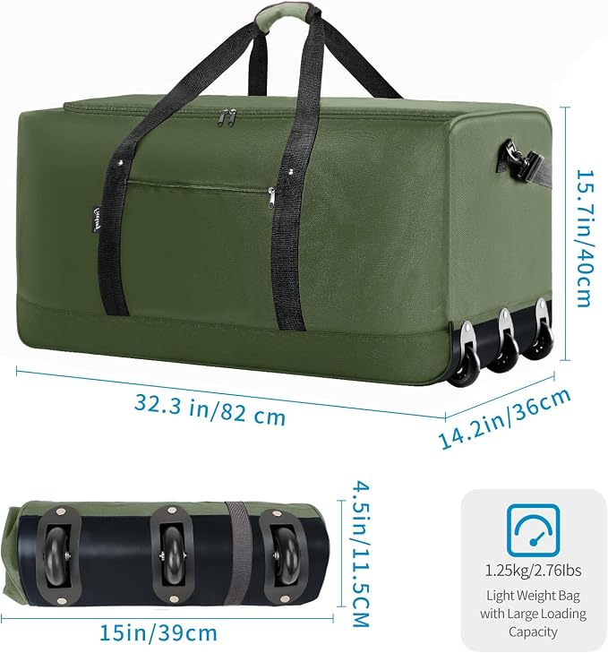Finnhomy 120L Foldable Rolling Duffel Bag - Image 2