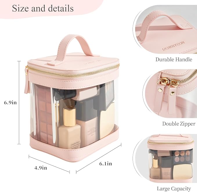 ROWNYEON Clear Makeup Case Toiletry Bag Multipurpose Travel Makeup Train Case - Image 6