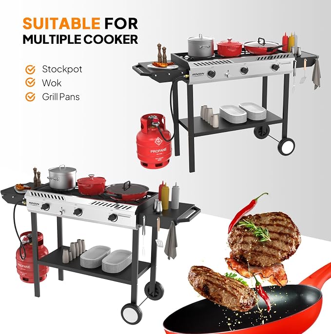 ROVSUN 3 Burner Outdoor Propane Gas Stove - Image 4