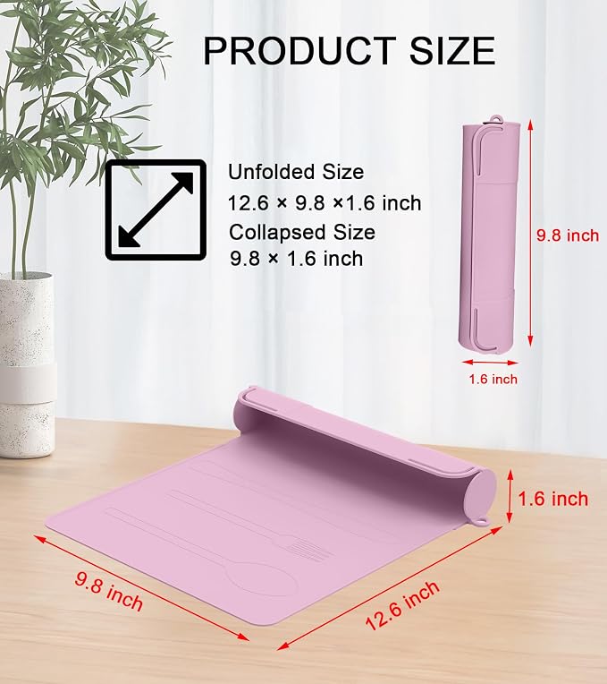 Utensil Box, Tableware Silicone Portable Box Silverware mat, Suitable - Image 4