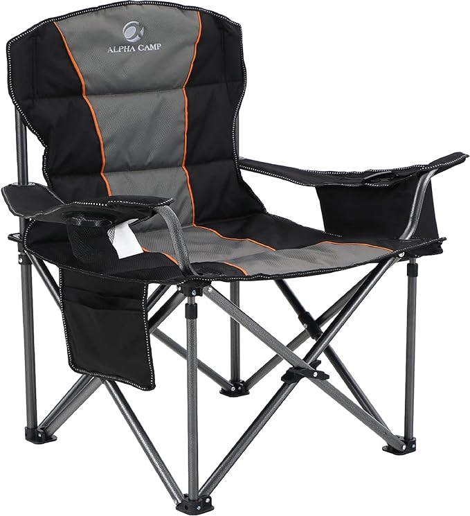 ALPHA CAMP Oversized Camping Folding Chair, Heavy Duty Support 450 LBS Steel by ALPHACAMP