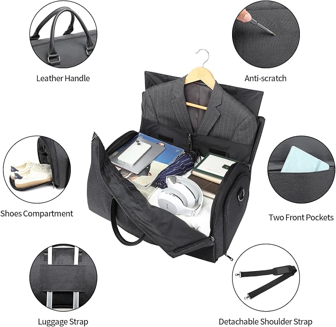 seyfocnia Convertible Travel Garment Bag, Carry on Garment Duffel Bag - Image 3
