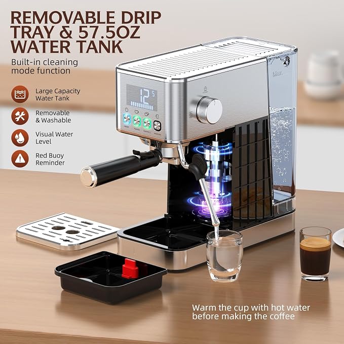 Espresso Machine 20 Bar, Stainless Compact Espresso Maker - Image 6