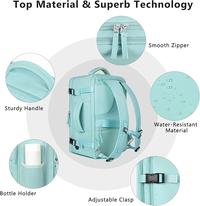 Travel Backpack for Women, Large Carry On Backpack for Travel, Waterproof - Image 3